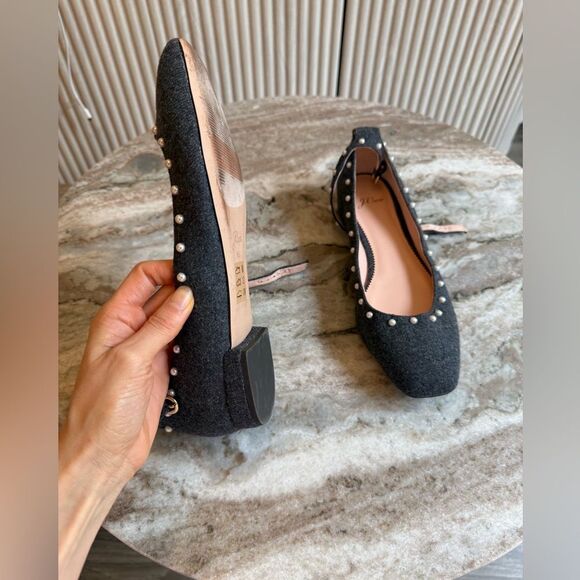 J. Crew Poppy ankle-strap ballet flats in embellished wool pearl size 9.5 - Picture 7 of 15